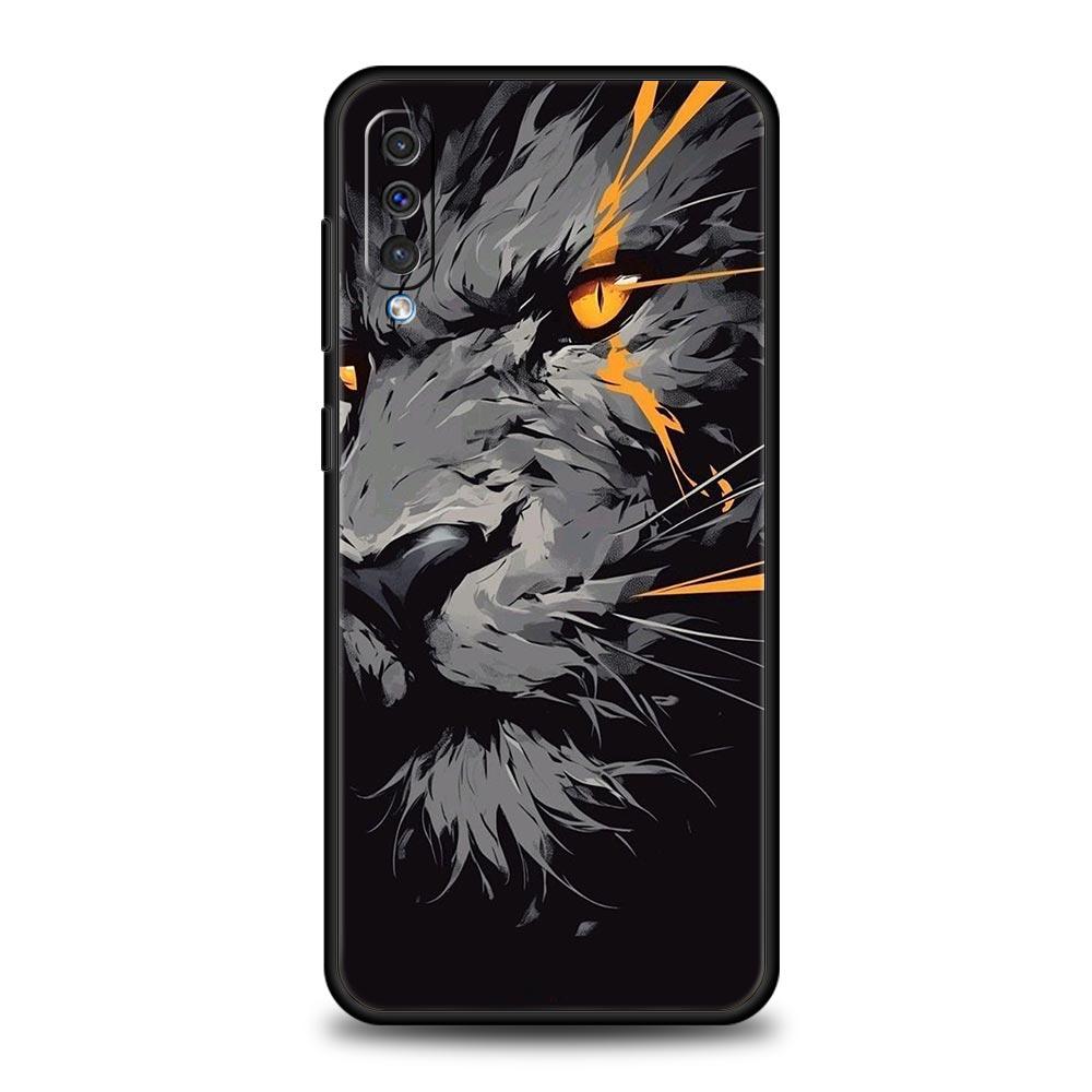 Cross Pattern Bicolor Lion Phone Case for Samsung Galaxy A56 A36 A26 A16 A34 A24 A42 A22 A20 A12 A40 A30 A10 5G Soft TPU Cover