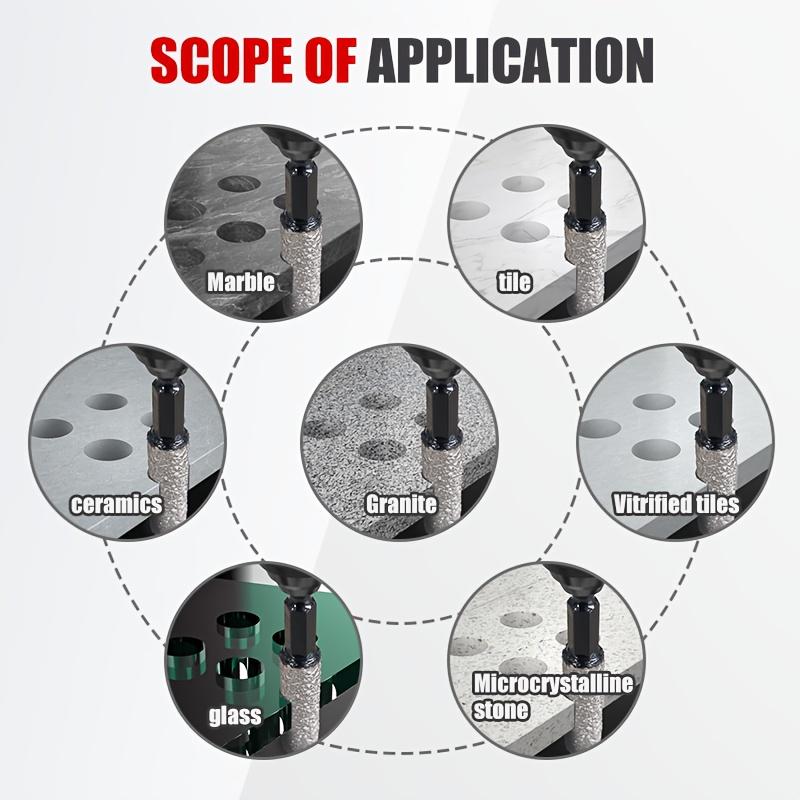 Drilling and Grinding Hexagonal Shank Diamond Drill Bit Hole Saw for Dry Ceramic Tile, Marble, Granite, and Porcelain 6-12mm