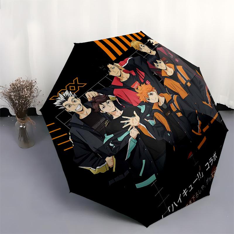 1pc Haikyuu!! Collaboration Automatic Opening Folding Umbrella with 8-Bone Iron Frame Portable Design for Outdoor Use, Perfect Gift for Fans, Traveler