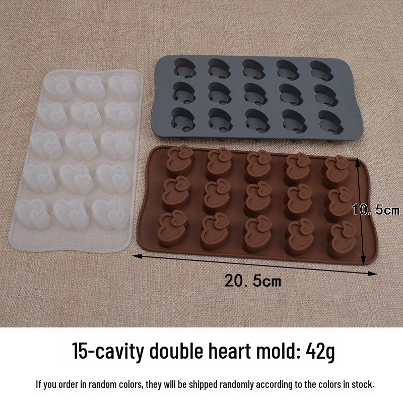 15-Cavity Heart-Shaped Silicone Mold for Chocolate, Candy, Cake, Ice Cubes, or Epoxy.