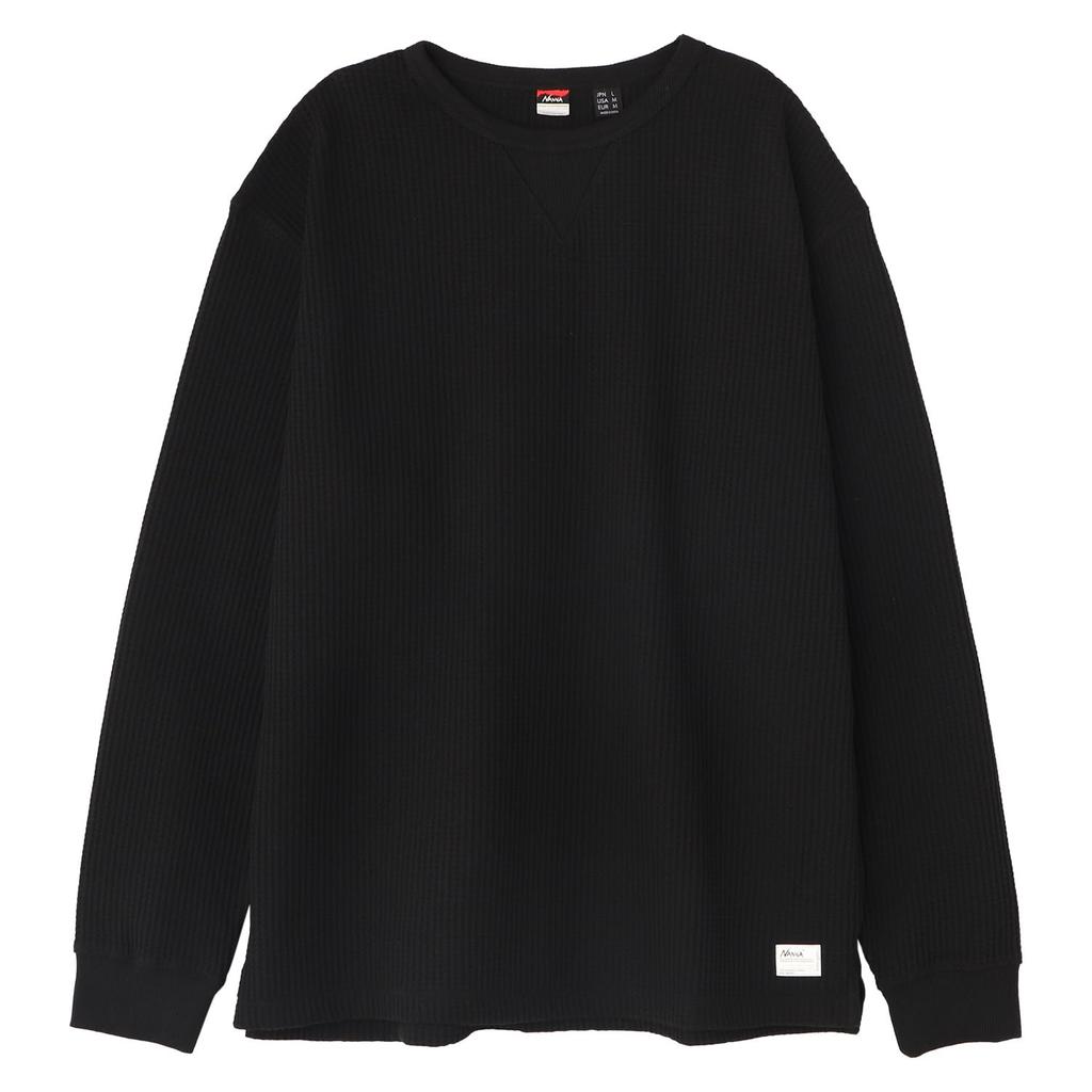 ECO HYBRID WAFFLE Hybrid Waffle Long Sleeve Tee [NANGA] L/S TEE/Eco NW2311-1G218 (XL, BLK)