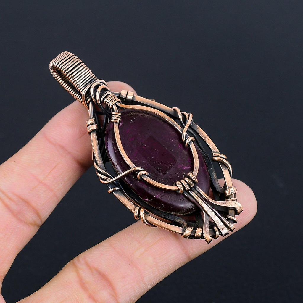 Pink Flash Labradorite 999 Copper Wire Wrapped Jewelry, Handmade Beauteous Gemstone Jewelry Pendant For Women