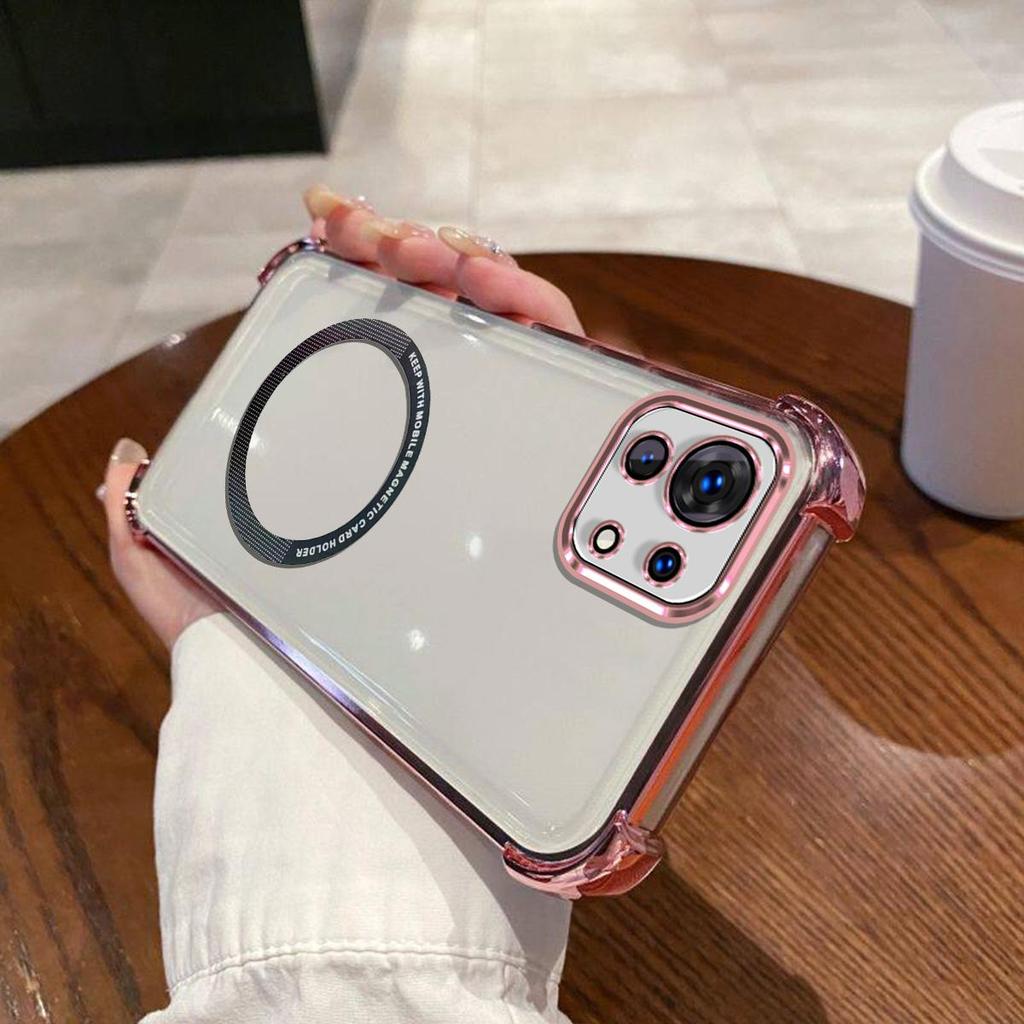 Capa para Xiaomi Mi 11 Lite 5G NE, Mi 11 Lite 5G, Mi 11 Lite 4G, 11 Capa de Telefone Magnética Transparente com Moldura Galvanizada para Lente