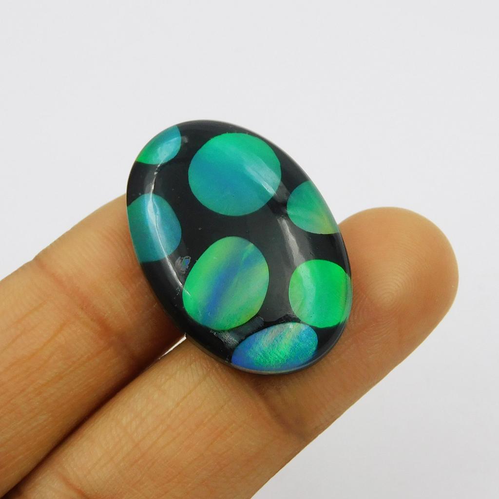 22 ct Lab-Created Multicolor Onyx Opal Doublet Oval Cut Loose Gemstone for Jewelry Making and Crafts