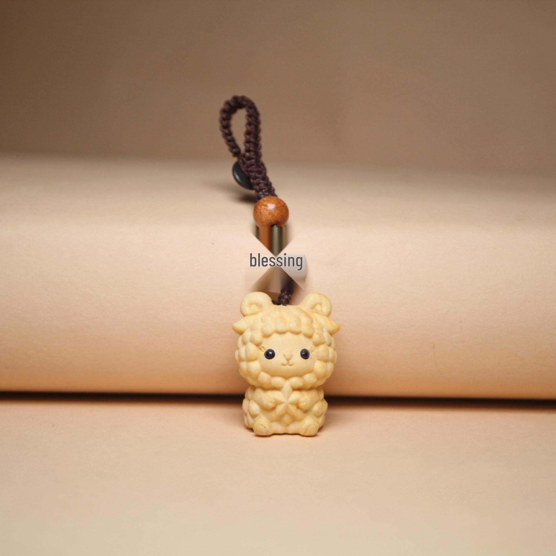Boxwood Zodiac Animal Cartoon Phone Pendant - Wooden Handicraft Ornament