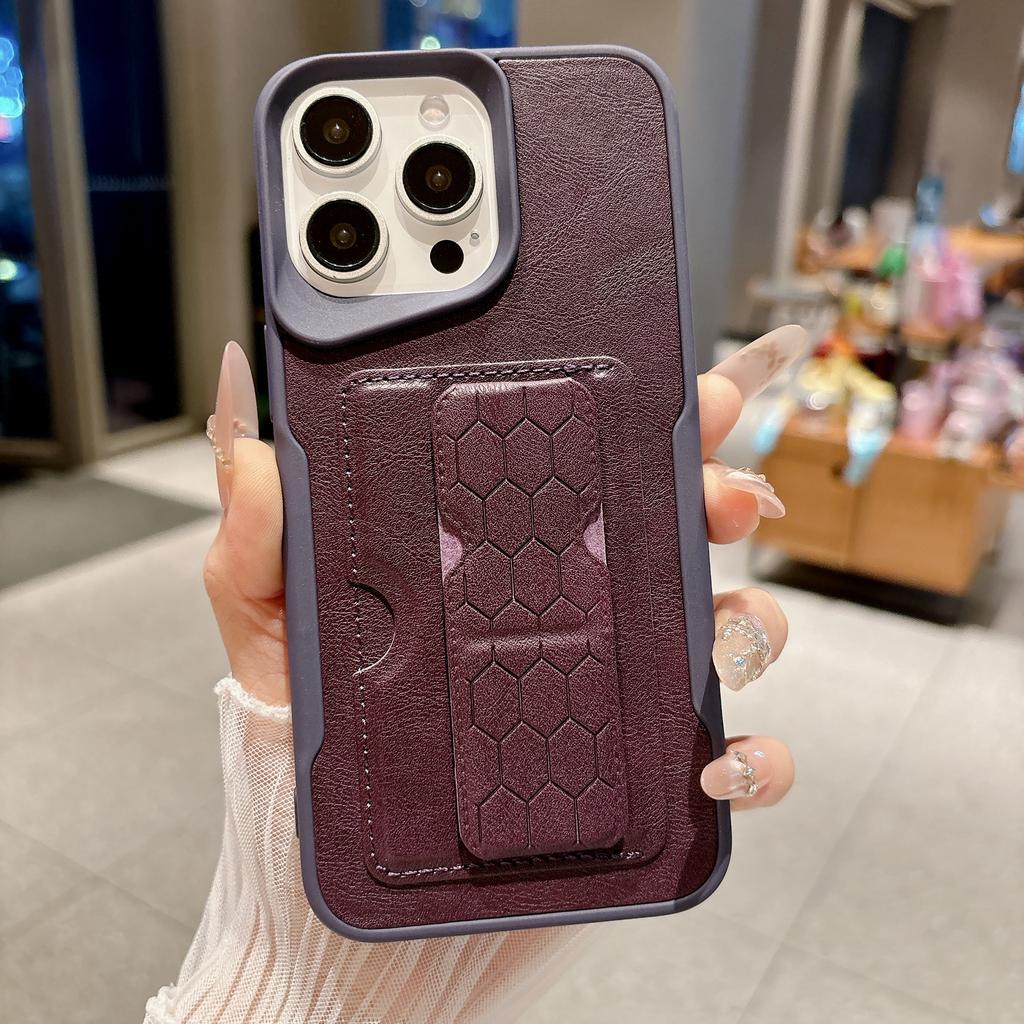 Matte Leather Texture Card Holder Stand Case For iPhone 17 16 15 14 13 12 11 Pro Max Wallet Protection Anti-Scratch Back Cover