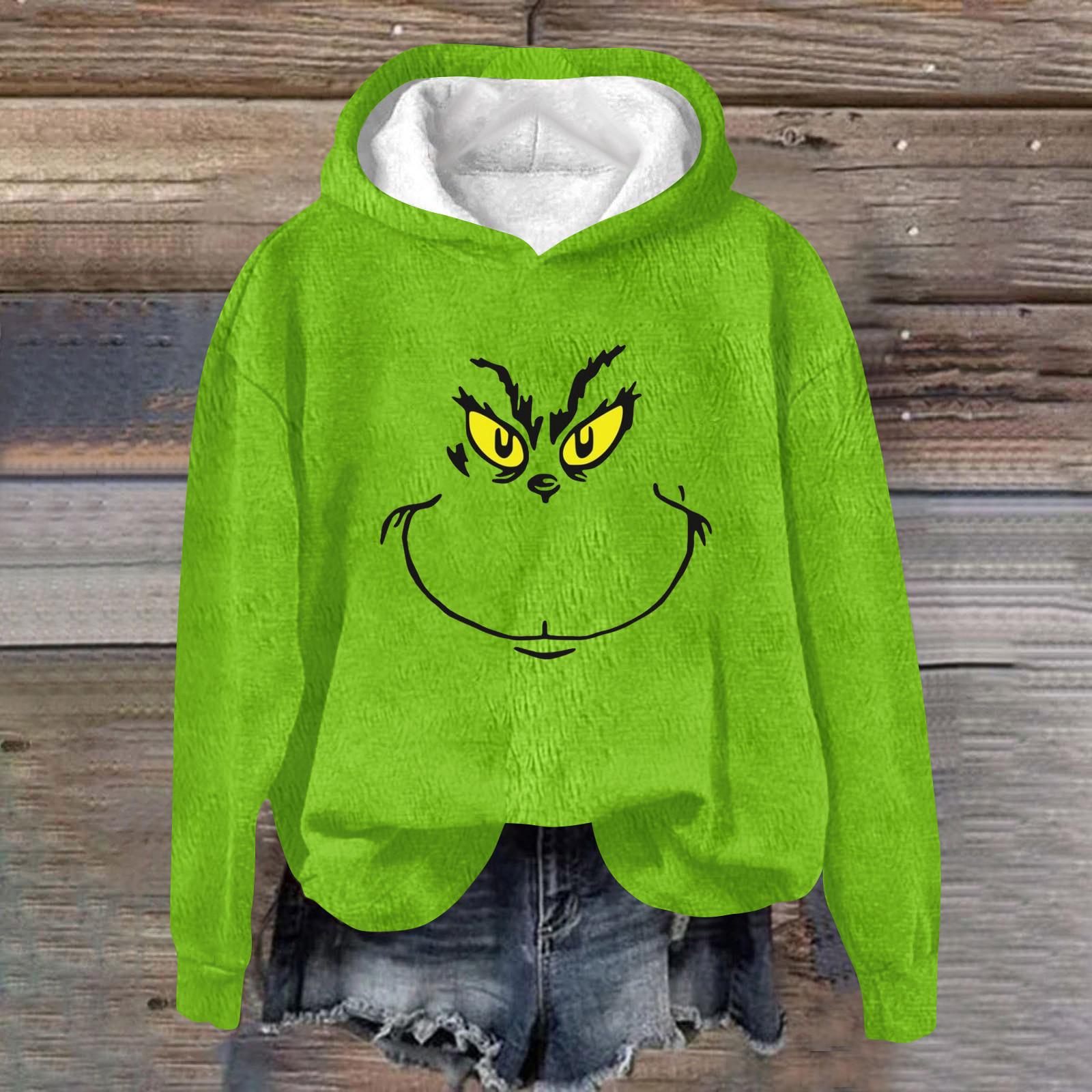 

Женская модная повседневная толстовка с капюшоном и длинным рукавом из фланели с рождественским принтом M зелёный