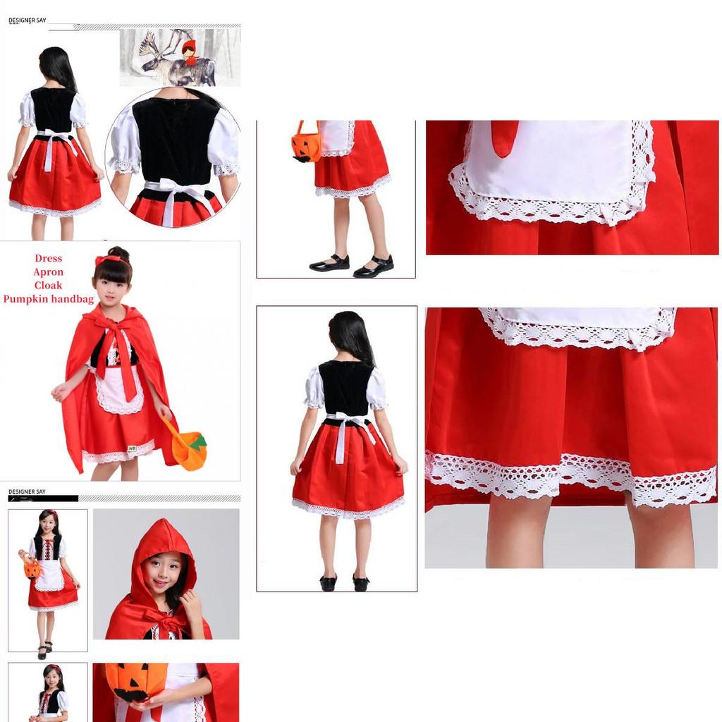 Šaty pro princeznu Červenou Karkulku Halloweenský pohádkový kostým pro děti