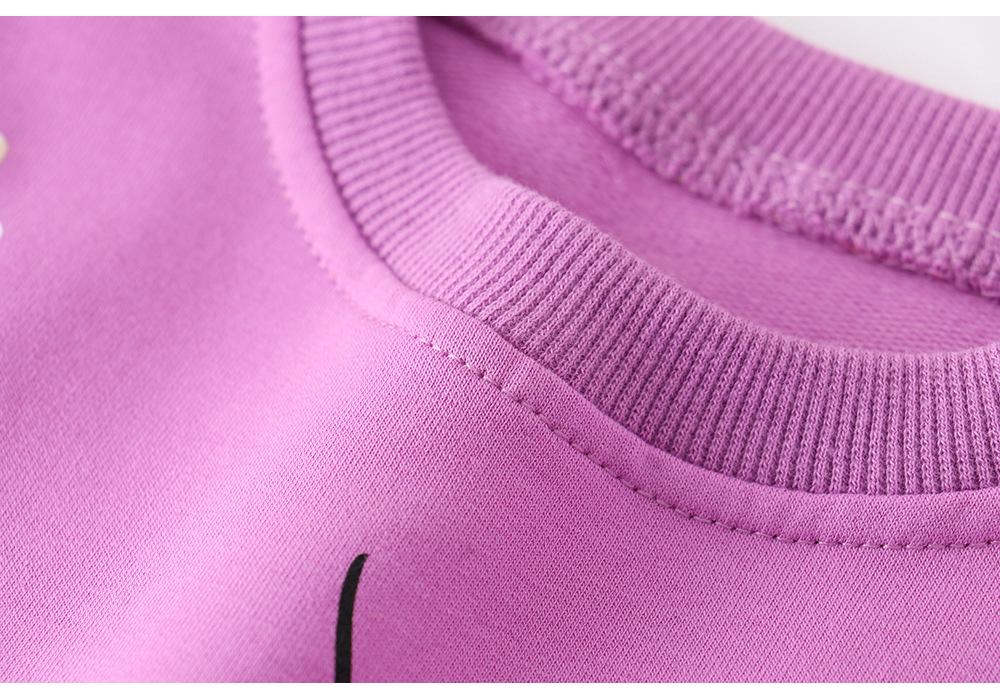 Girls' Cartoon Knit Terry Cotton Hoodie - Long Sleeve, Autumn Style, European American Trend, Children's Clothing