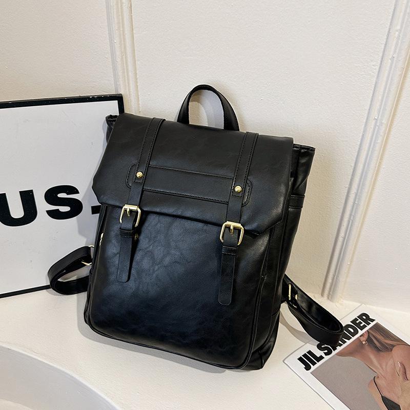 

Soft leather high texture large capacity backpack new retro Cambridge bag college student class schoolbag messenger bag 29*9*36