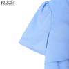 ZANZEA Women Summer V-Neck Casual Short Sleeve Long Dress