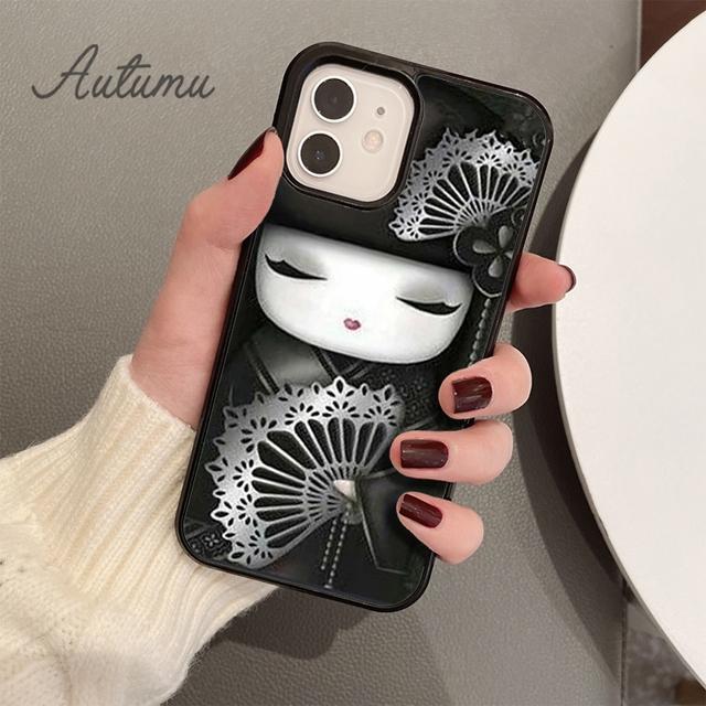 Kawaii Kokeshi Phone Case for iPhone 11 12 13 14 Pro Max Mini X XR XS SE 2020 SE 6S 7 8 Plus Samsung Galaxy S21 S22 Cover Shell
