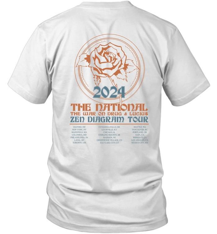 The National X The War On Drugs Rose Zen Diagram Tour 2024 Concert Tee Unisex T-Shirt XL