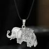 Pandantiv din cristal natural, aliaj ametist, colier elefant din cristal roz, bijuterii