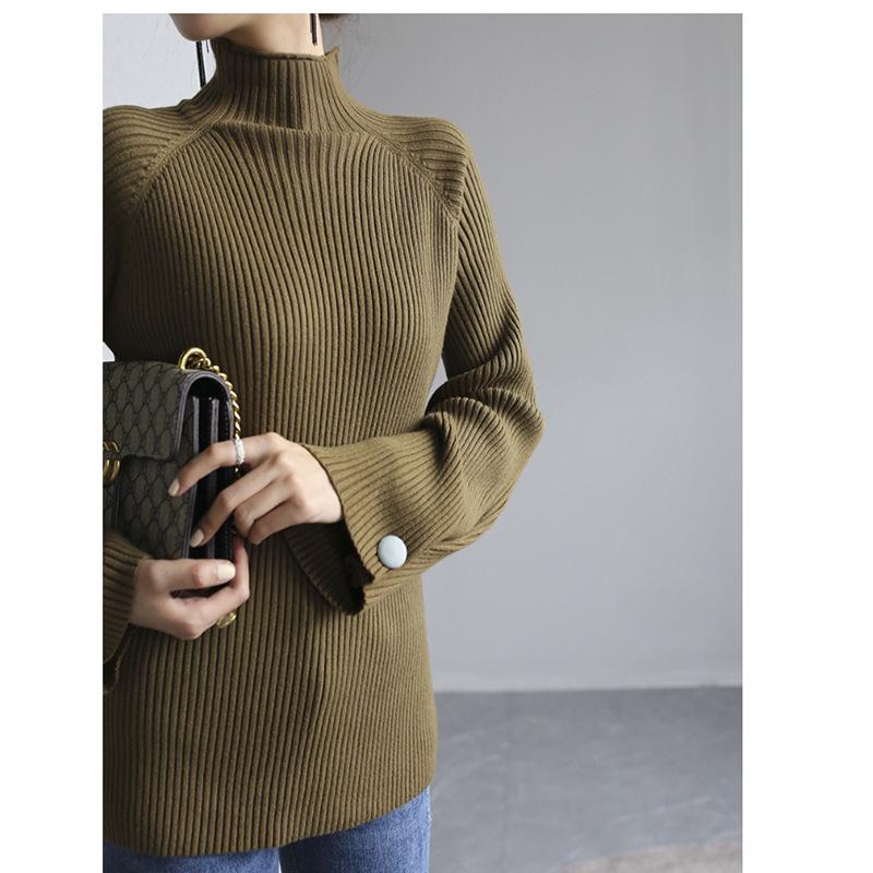 Women's Slim Fit Knitted Sweater - Warm Long Sleeve Turtleneck Base Shirt