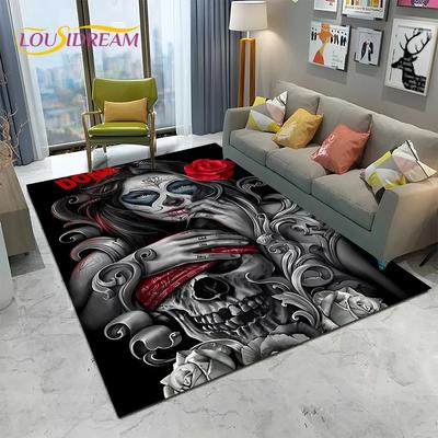Horror Gothic Female Skull Dead Girl Carpet Rug for Home Living Room Bedroom Sofa Doormat Decor,kid Area Rug Non-slip Floor Mat