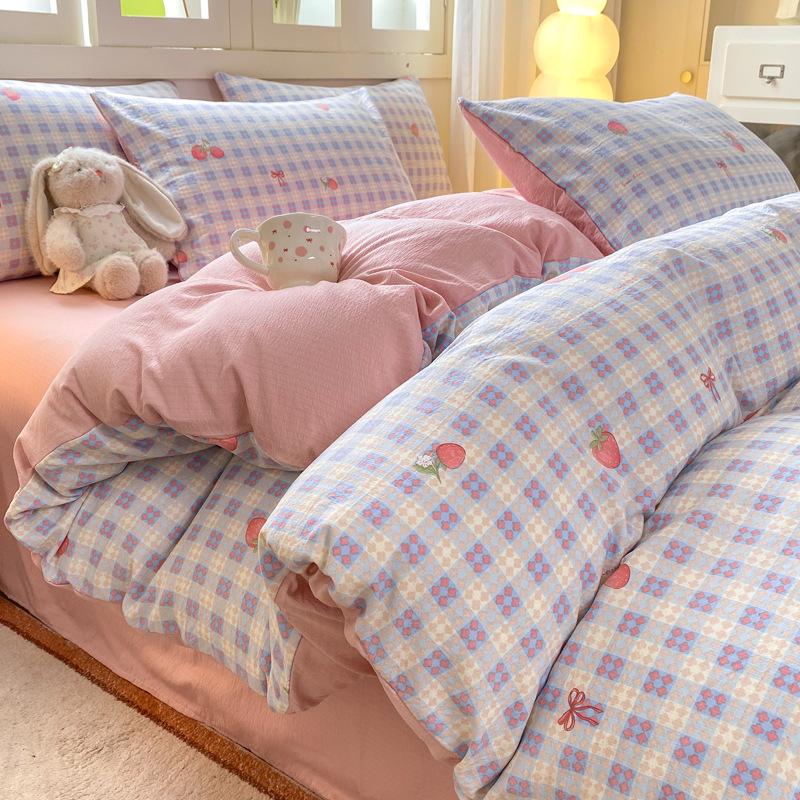

Cloud Cotton Gauze 4-Piece Set: Printed Duvet Cover, Bed Sheet & Pillowcase for All Seasons 0.9 Bed - Duvet 150*200