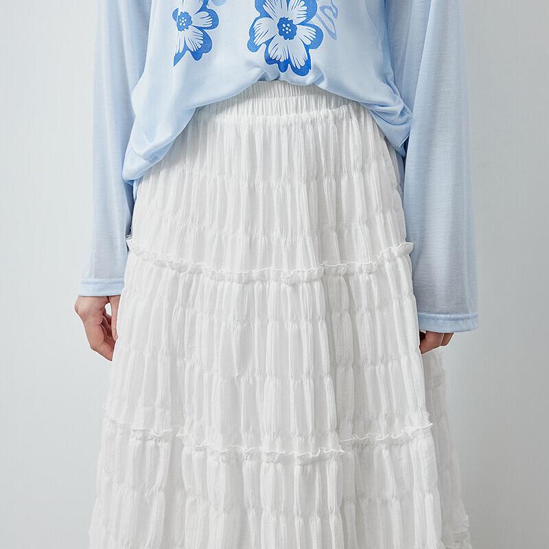 Women's Wrinkled Bubble Texture Tiered Skirt