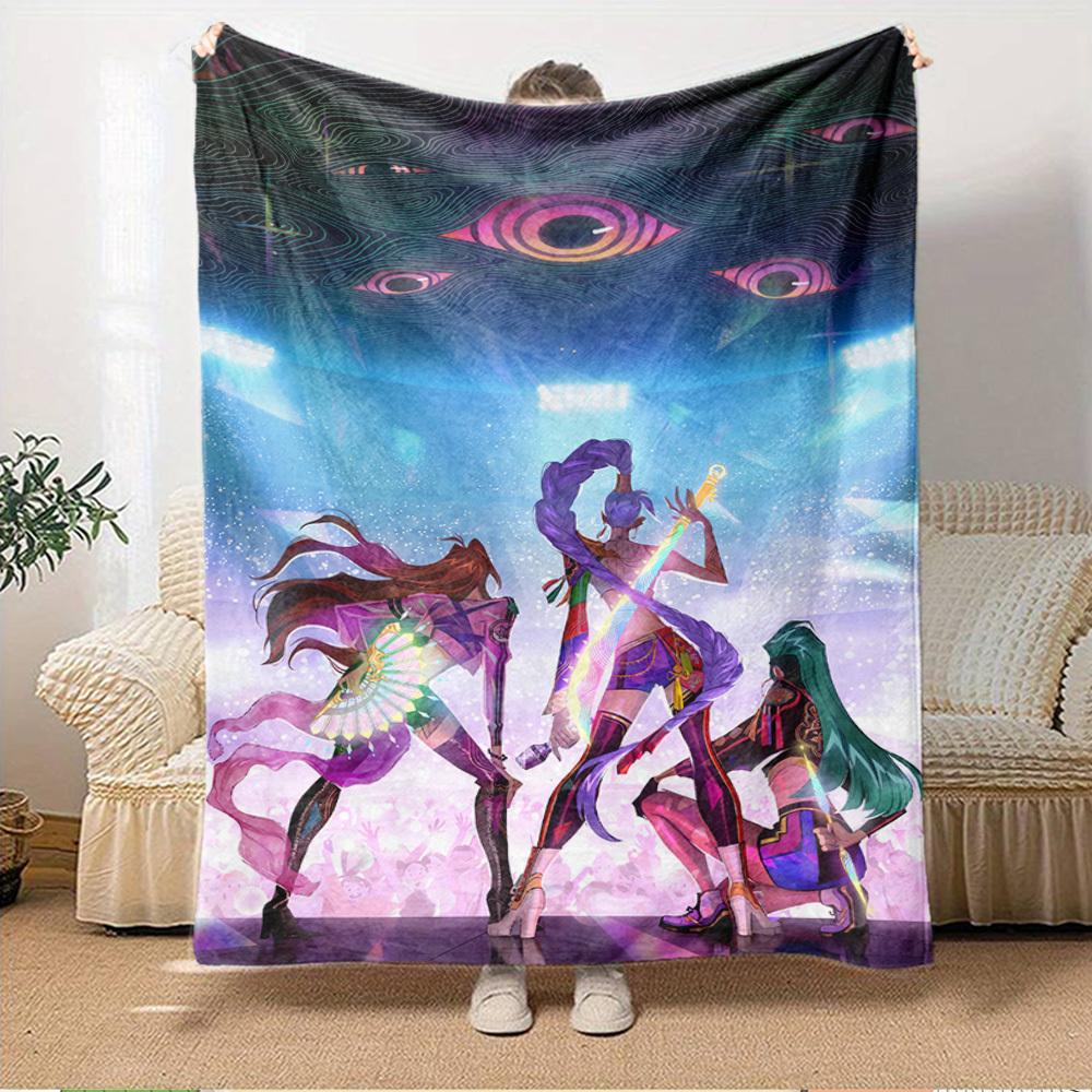 K-POP Anime Dívčí Skupina Čtyři Roční Období Měkká Teplá Přikrývka Celoroční Silně Pletená Polyesterová Přehoz na Postel, Kempování, Cestování Perfektní Dárek