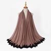 New Pearl Chiffon Malaysia Fashion Black Lace Scarves Muslim Shawl Plain Soft Turban Head Wraps Headband