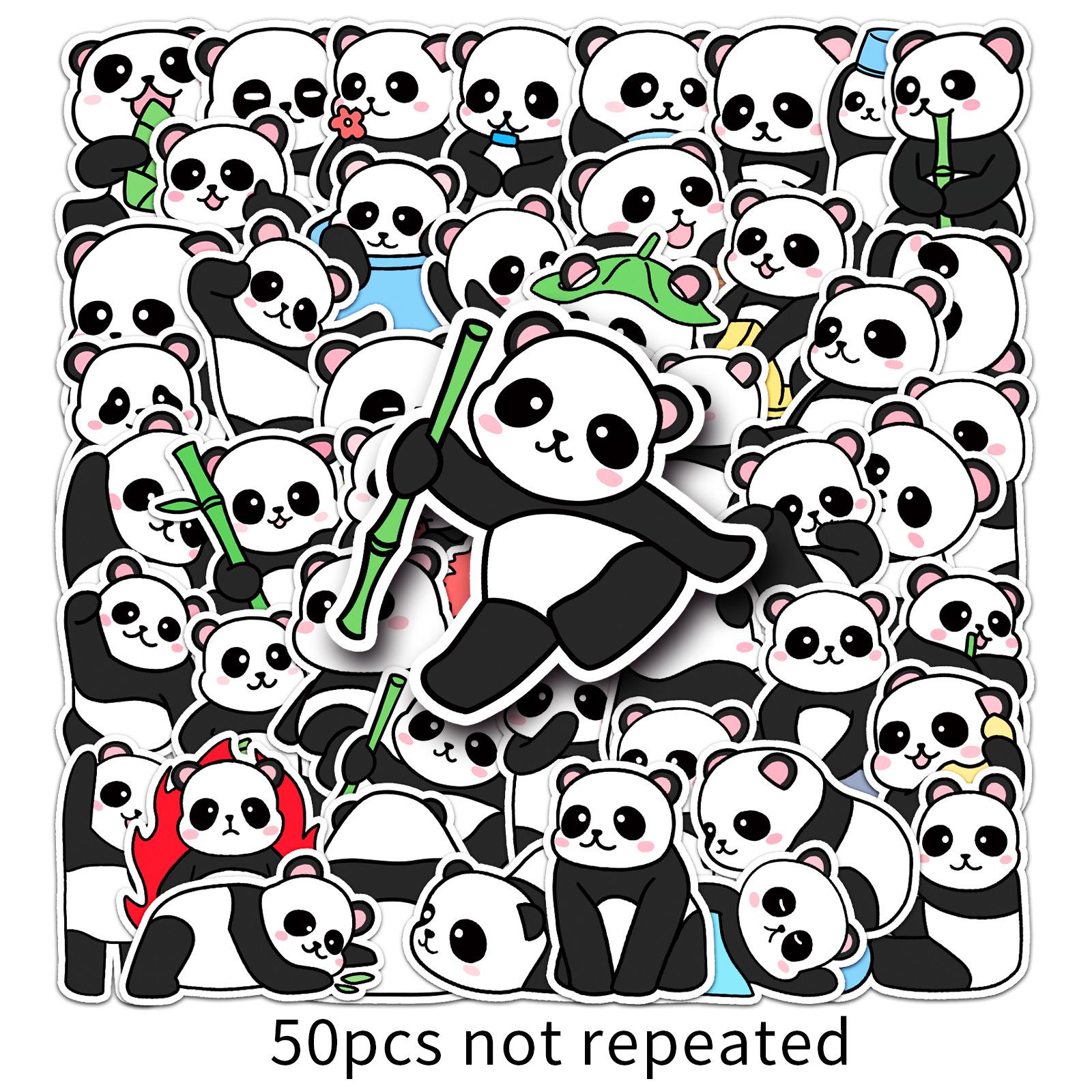 50 Cute Panda Cartoon Animal Stickers - Waterproof for Journal, Water Bottle, and Phone Case Decoration