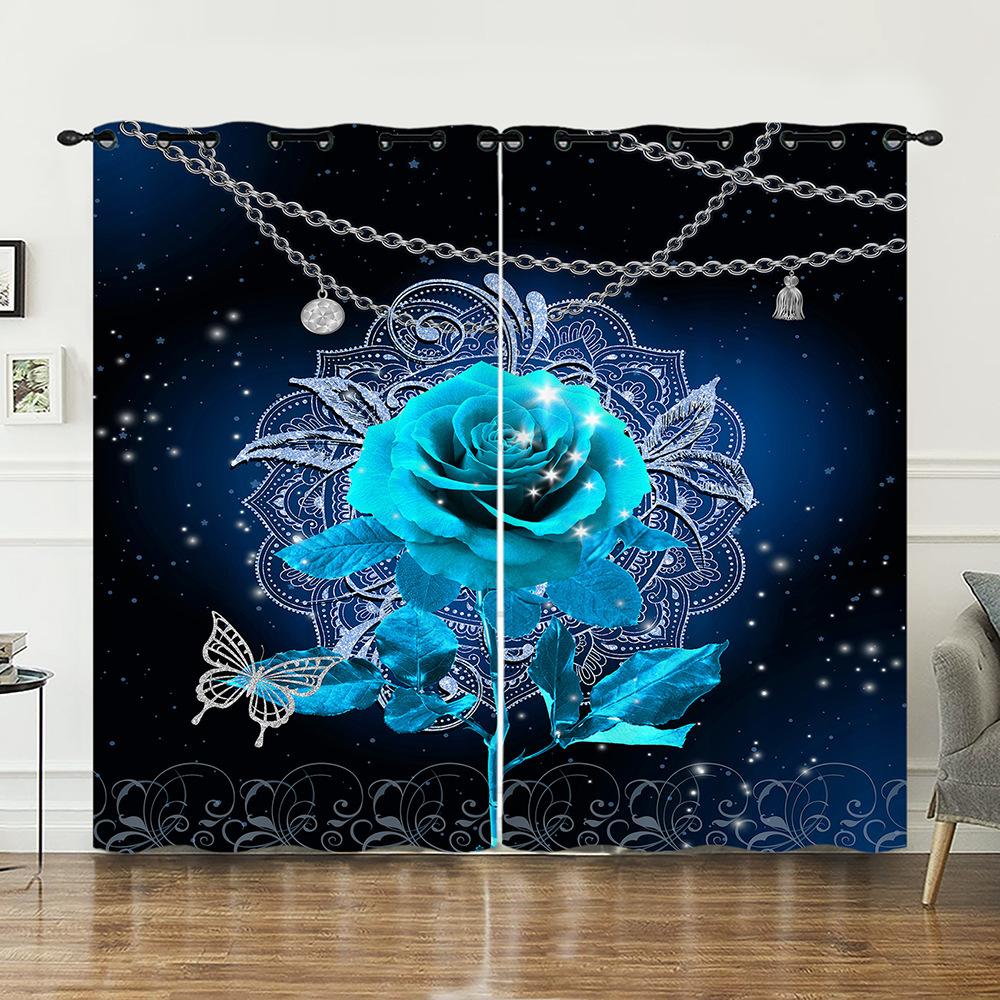 Curtains Love Rose Valentine Hunliji Curtains Bedroom Living Room Blackout Curtain Perforated