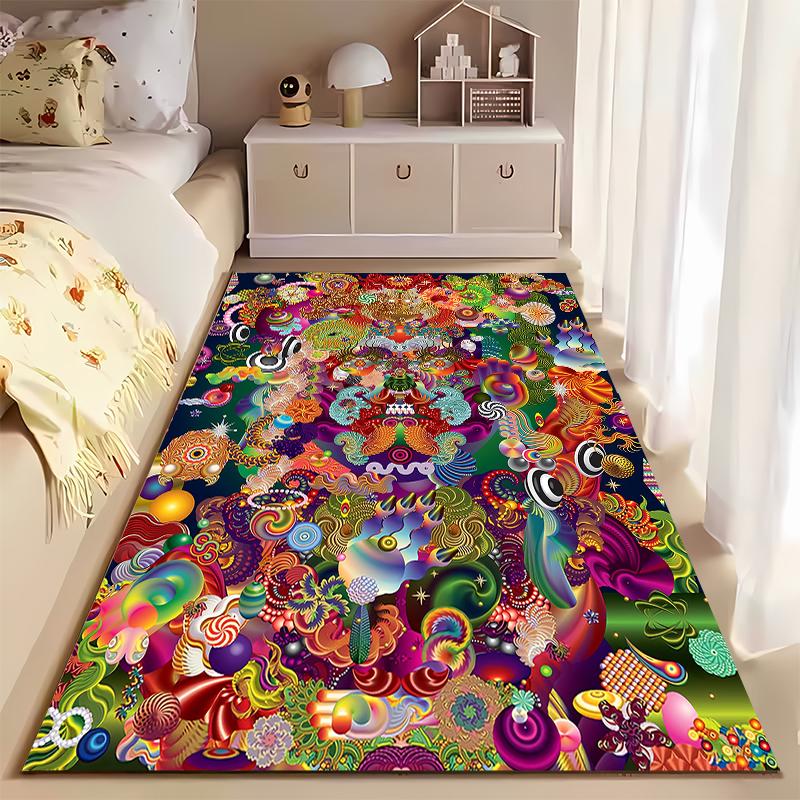 Colorful Abstract Art Pattern Carpet for Living Room Decor, Modern Style Suitable for Use As an Anti-slip for Living Room Bedroom Sofas
