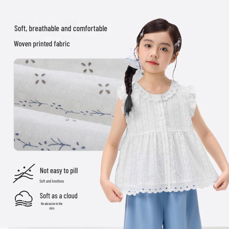 Girls' Ruffle Round Neck Sleeveless Set