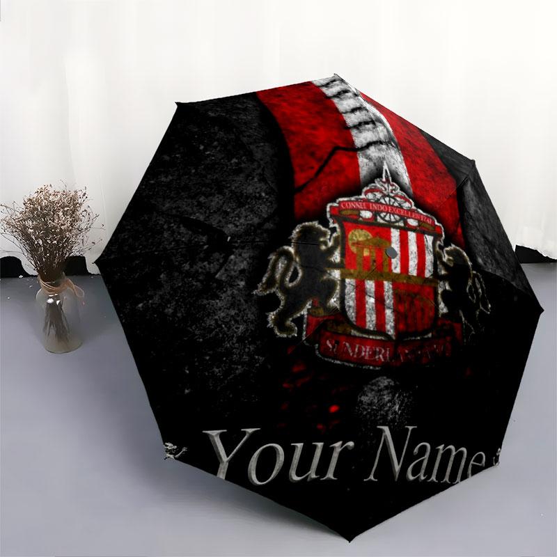 1 PC Automatic Folding Umbrella - Sunderland A.F Custom Name Pattern, Portable & Foldable Design with 8 Ribs, Christmas Birthday Gifts