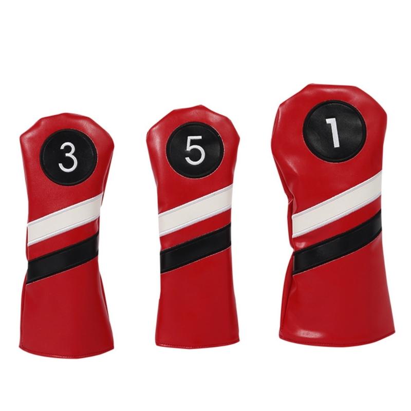 3Pcs Driver/Fairway Wood/Hybrid Club Head Cover Set Leather Golf-Club Headcovers Portable Golf Accessories for Women Men