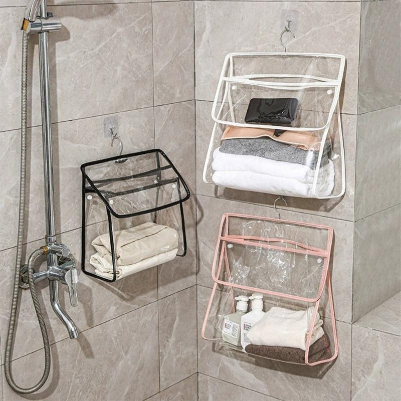 Multipurpose Multi Pocket Clear Shower Storage Bag Waterproof Hanging Wall Organizer Bathroom Accessory