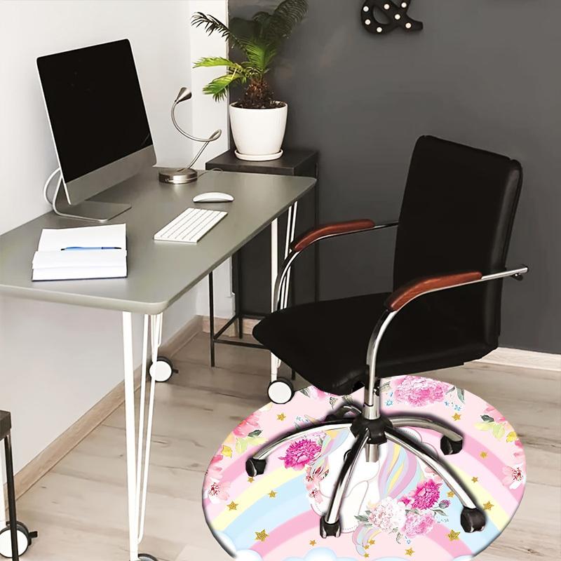 

1PC Unicorn Flowers Non-Slip Floor Round carpet, Office, family, bedroom, Large Area Rug Indoor Rugs, Vibrant Colors-Z0488 80cm by 80cm