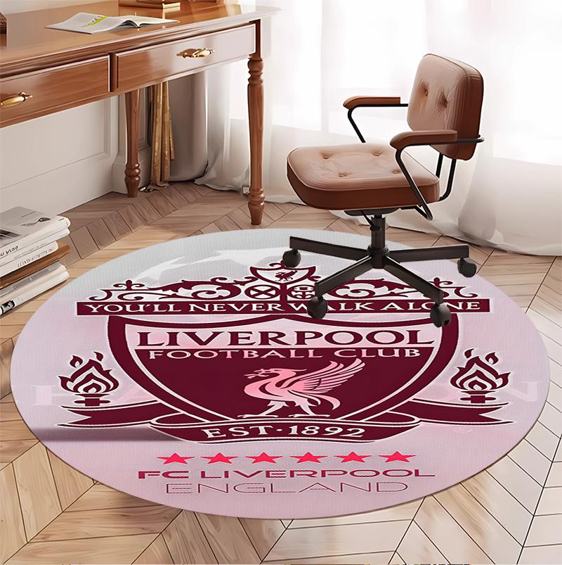 Liverpool F.C Pattern Round Rug, Indoor/Outdoor Mat, for Picnic, Gameroom, Bedroom, Office, Living Room, Home Decor Carpet, Birthday Gift