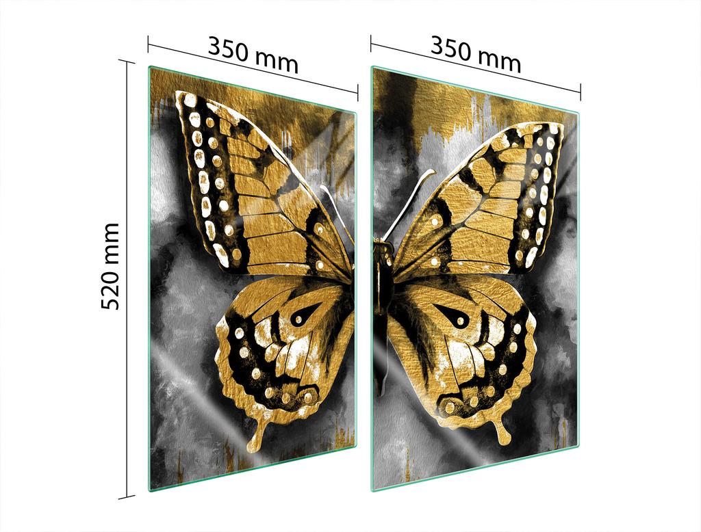 GLAS-SPRITZSCHUTZPLATTE FÜR DIE KÜCHE 2x35x52 SCHMETTERLING