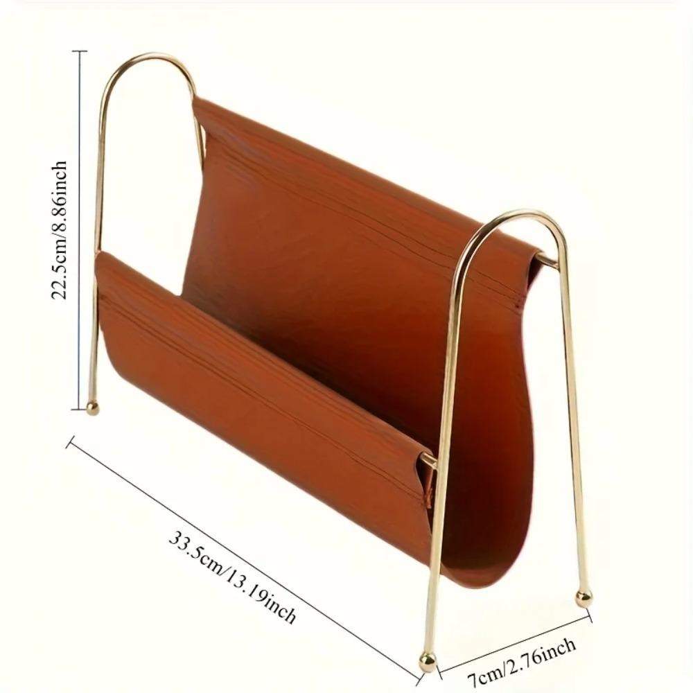 Portariviste Metallico Nordico - Organizer da Scrivania in Ecopelle con Cornice Dorata, Contenitore Compatto per Ufficio Domestico/Decorazione Libreria