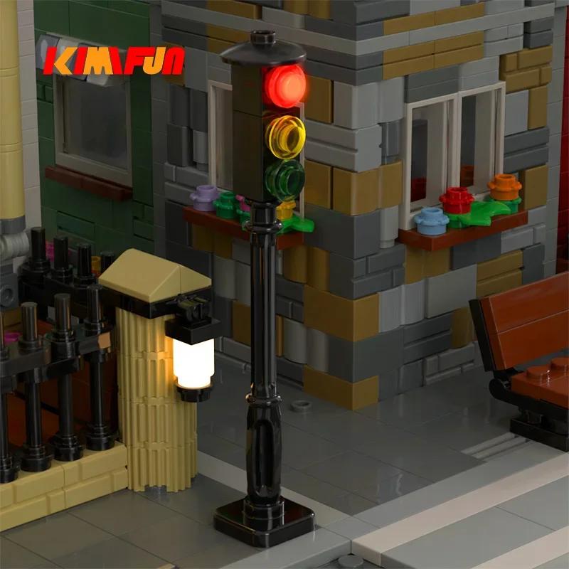 1Pcs Led Moc Street Automatic Cycle Traffic Signal Light Building Blocks City Series Bricks Block Set Model