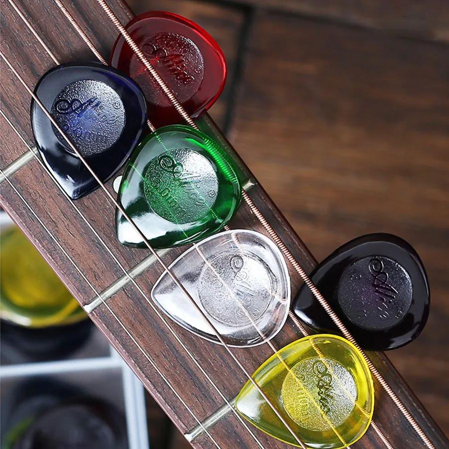 6 Stück 2,5 cm Bunte Transparente Gitarrenplektren 1/2/3 mm Dick Tropfenform-Plektrum mit Aufbewahrungsbox Akustische Elektrische Gitarre JXB