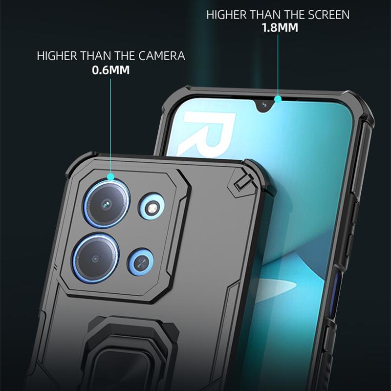 KEYSION Shockproof Armor Case for Redmi 15C 171mm 173mm Silicone+PC Upright Metal Live Ring Stand Phone Cover for Xiaomi POCO C85