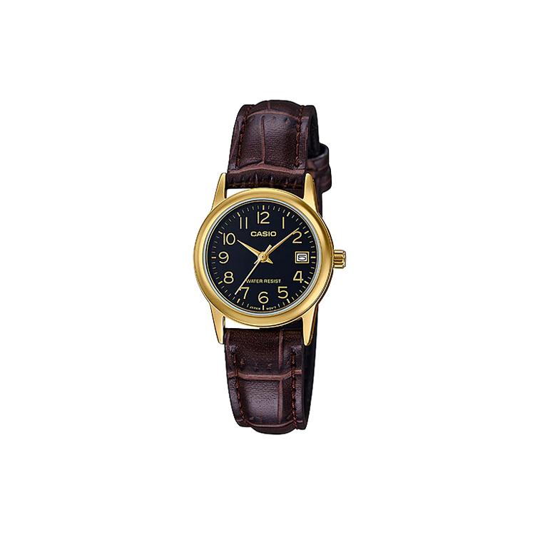 

CASIO Women s Standard Series Black Watch LTP-V002GL-1B LTP-V002GL-1B Brown Strap