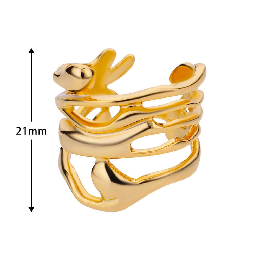Edelstahlringe Für Damen Herren Goldfarbe Hohl Offener Breiter Ring Weiblich Männlich Mode Hochzeit Party Finger Schmuck Geschenk 2024
