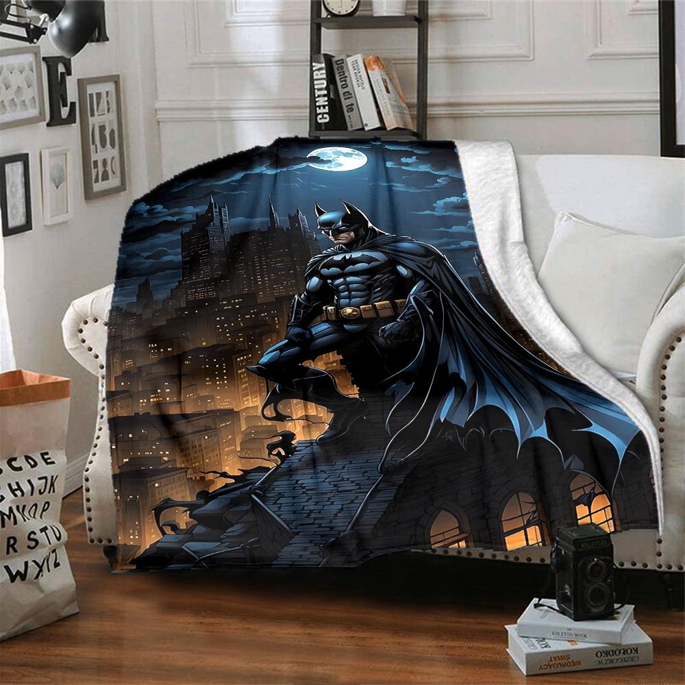 1pc Batman Full Moon Flannel Blanket Soft Warm Throw for Home, Office, Travel, All-Season Cozy Bedding GiftL1060