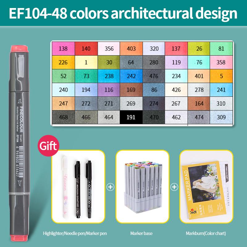 EF104 Double-Head Alcohol Marker Pens Sketch Design Marker Brush Pen Beginner Manga Graphic Drawing Art Supplies