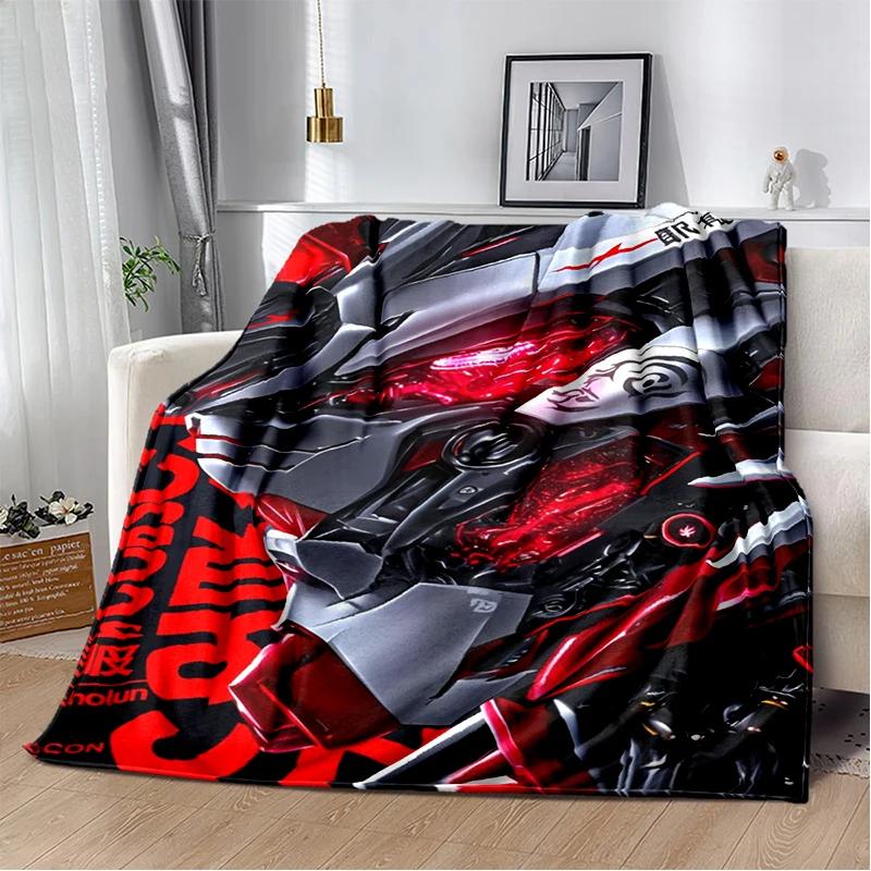 HD Robot GUNDAM Cartoon Soft Flannel Blanket for Bed Bedroom Sofa Picnic,Throw Blanket for Cover Office Christmas Gift Kids
