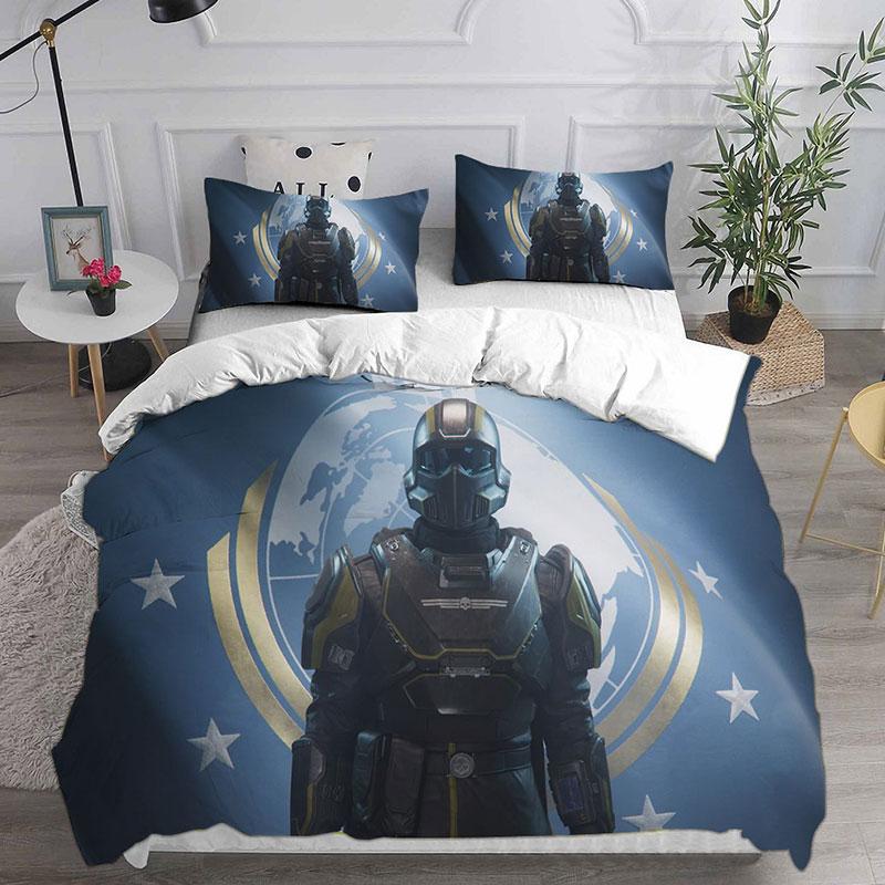 3D HELLDIVERS 2 Bedding Sets Comforter Quilt Bed Cover Duvet Cover Pillow Case 2-3 Pieces Sets Kids Adult Size For Home Textiles