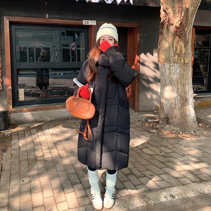 New long down cotton-padded clothes for women's winter fashion hooded knee-length thickened warm cotton-padded jacket