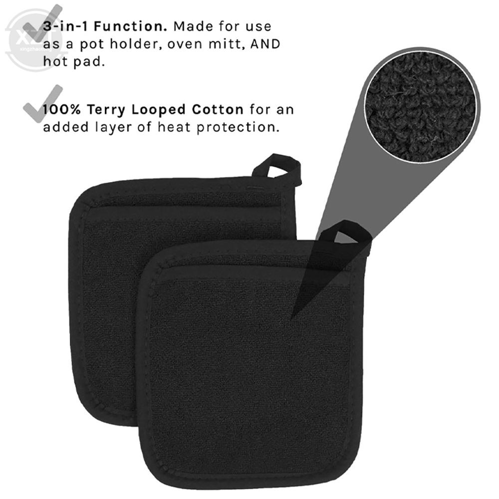 3 In1 Pot Holders Insulation Glove Cotton Terry Microwave Gloves Potholder Mat Kitchen Gloves Oven Mitts Baking for Cooking BBQ