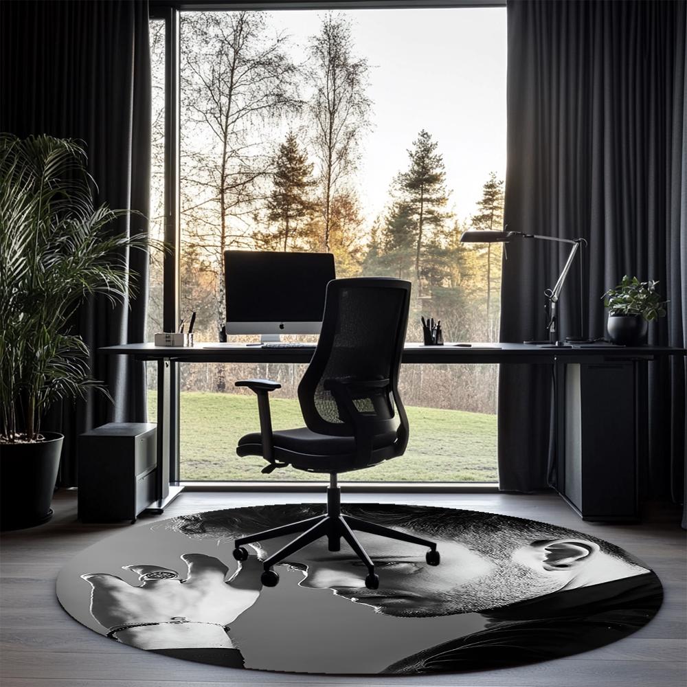Luca Hanni Printed Round Rug Carpet Chair Rug Area Rug Entryway Doormats,for Office Chair Living Room Bedroom Kitchen Room.