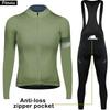Phtxolue Men Women Long Sleeve Cycling Set Anti-Loss Zipper Pocket Mountain Bike Clothing Breathable Bicycle Jerseys Set Clothes
