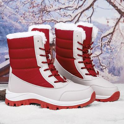 Winter Cotton-Lined Boots Outdoor Women's Fleece-Lined Thickened Warm Snow Boots Plus Size Women's Shoes