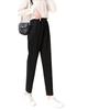Black Trousers for Women In Autumn and Winter, Thickened with Fleece, Loose, Halon Elastic Waist, 9-inch Casual Pants